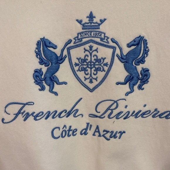Abercrombie & Fitch White Sunday Crewneck 🇫🇷 French Riviera Large - Picture 2 of 4